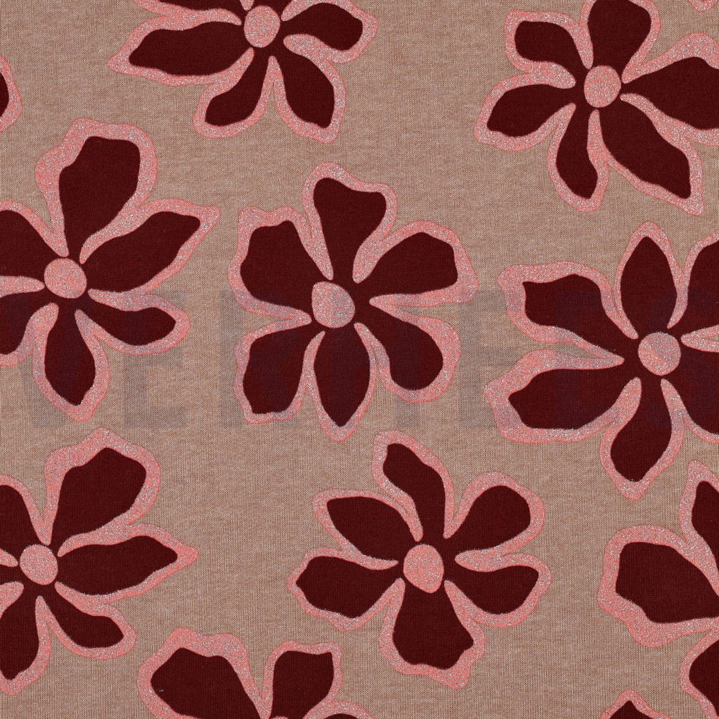 SWEAT MELANGE GLITTER FLOWERS BROWN