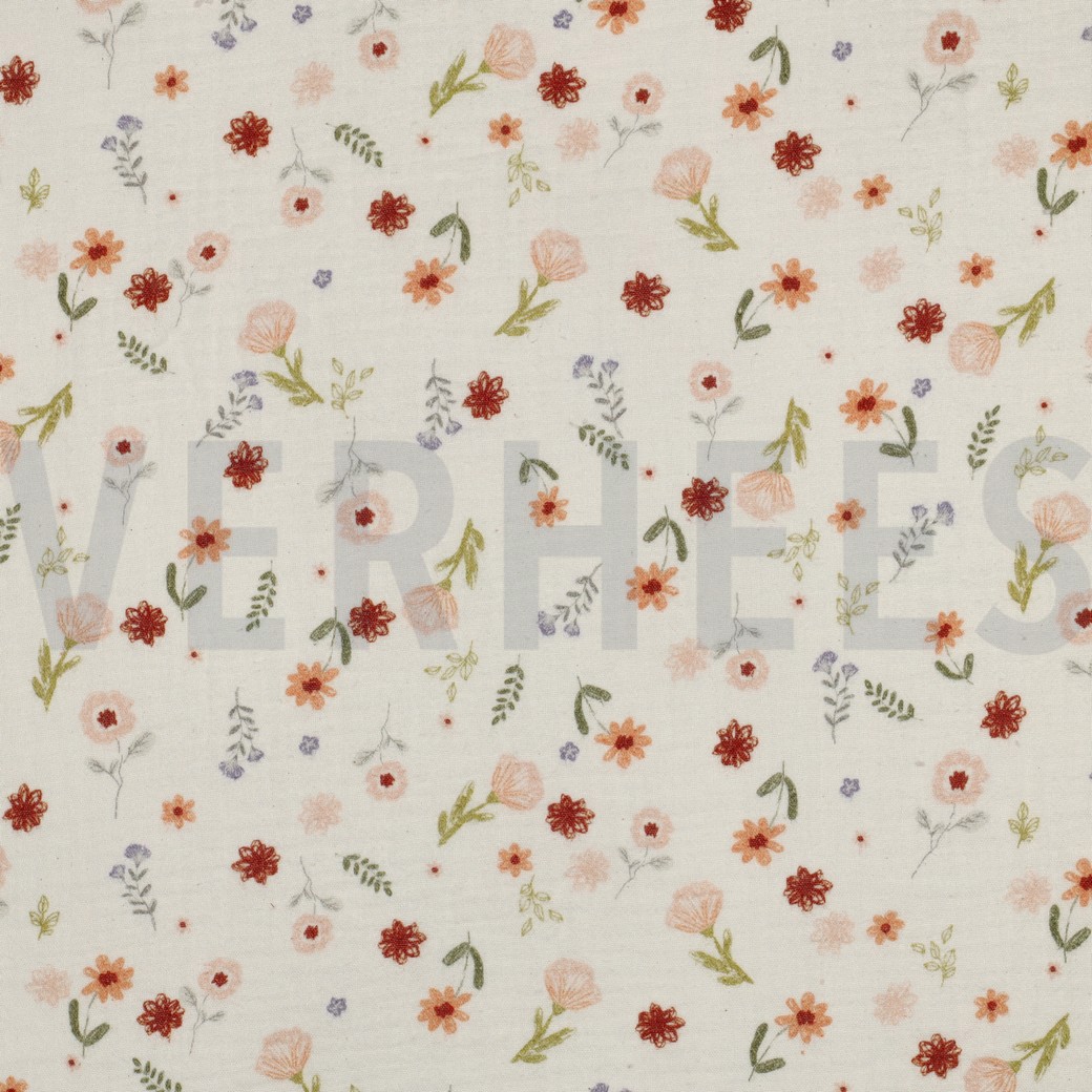 MUSSELIN NATUR DIGITAL BLUMEN NATUR