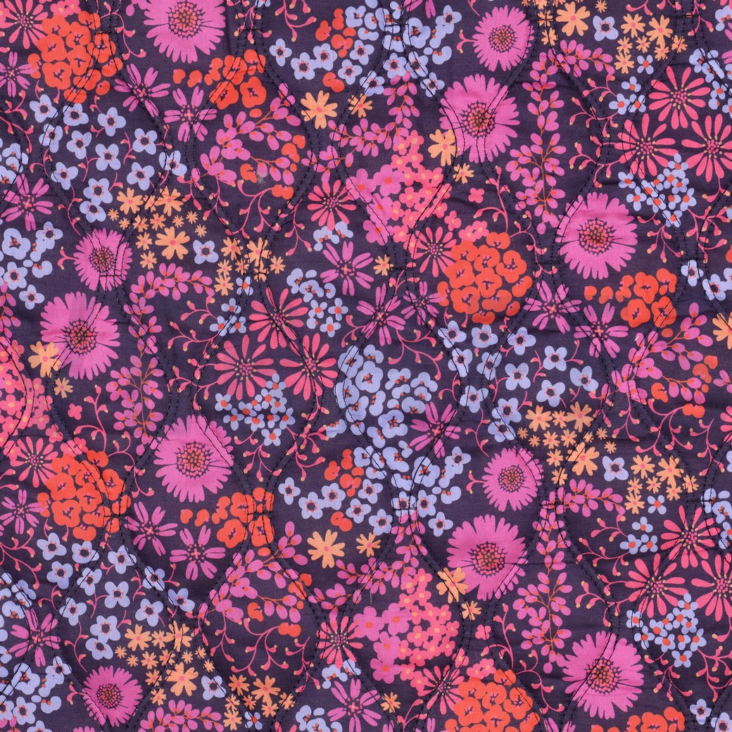 KATOENEN VOILE GEWATTEERD DIGITAAL BLOEMEN PAARS