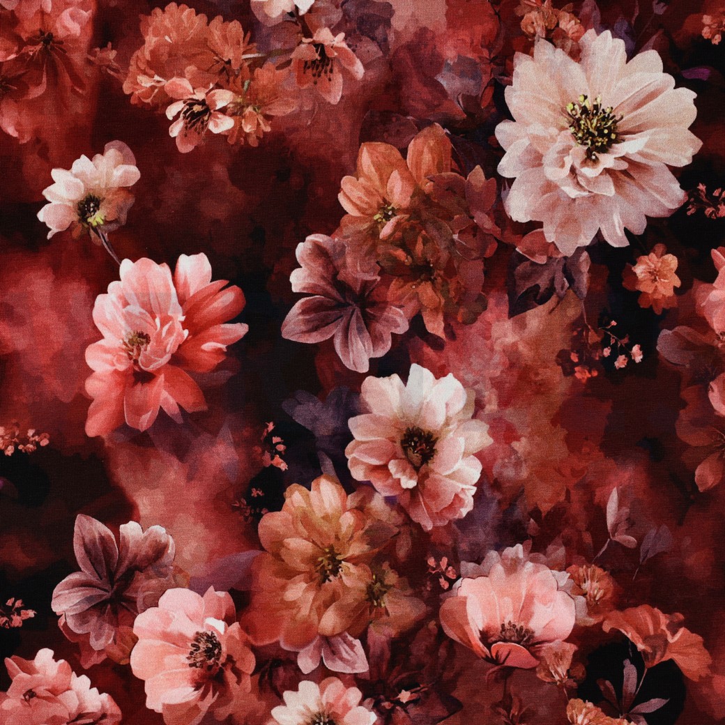 JERSEY DIGITAL BLUMEN ROT