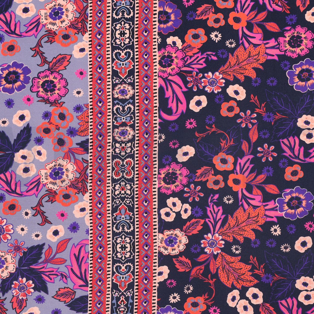 VISCOSE RADIANCE DIGITAL FLOWERS NAVY