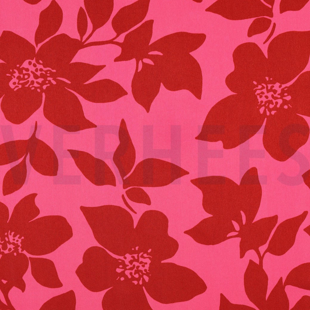 VISCOSE ROSELLA STRETCH FLOWERS PINK