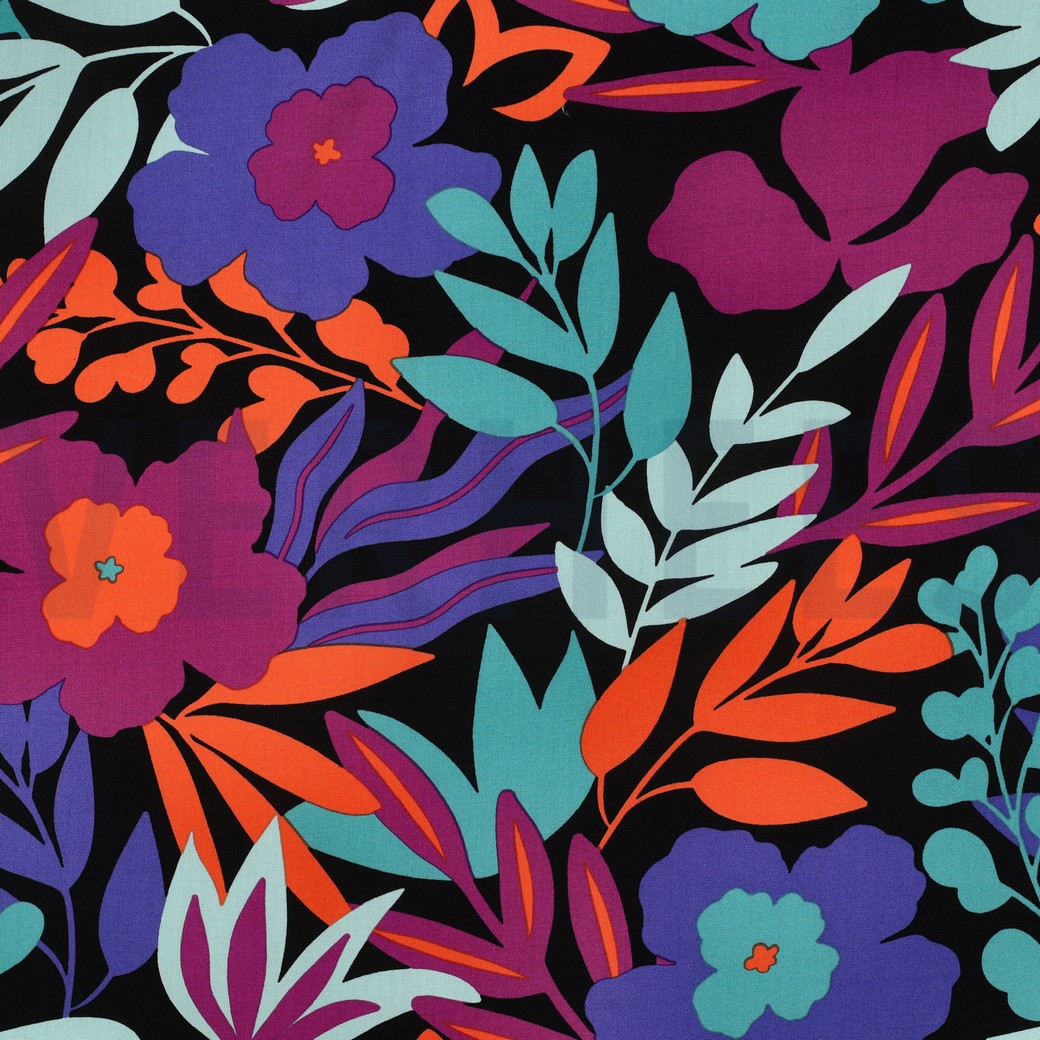 LENZING™ ECOVERO™ BLOEMEN PETROL