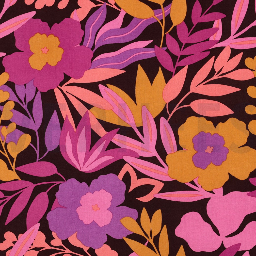 LENZING™ ECOVERO™ BLOEMEN AUBERGINE