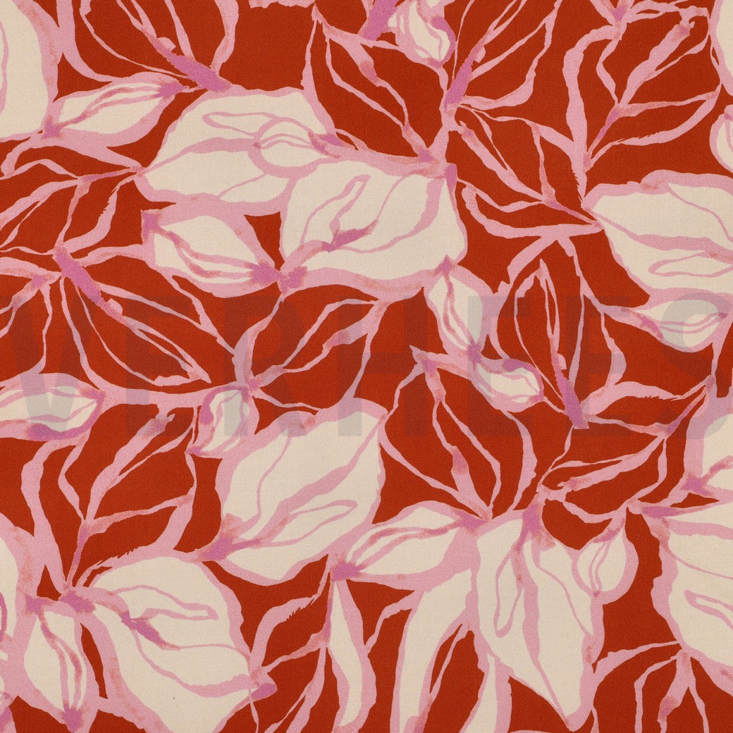LENZING™ ECOVERO™ DIGITAL FLOWERS ORANGE