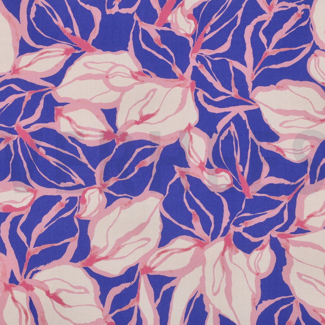LENZING™ ECOVERO™ DIGITAAL BLOEMEN BLAUW