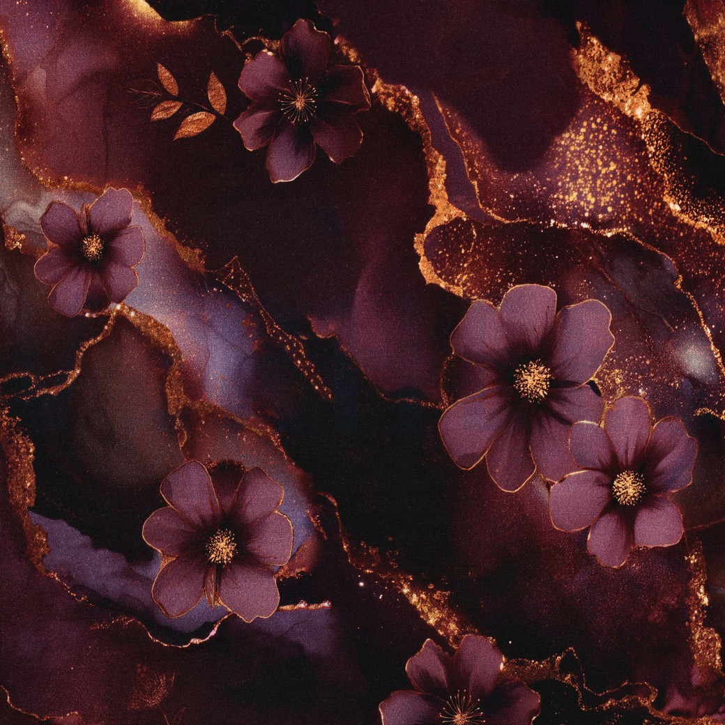 PUNTA DI ROMA DIGITAL FLOWERS AUBERGINE