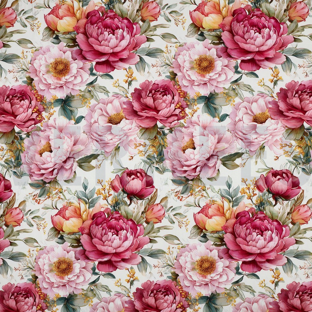 VISCOSE RADIANCE DIGITAAL BLOEMEN ECRU