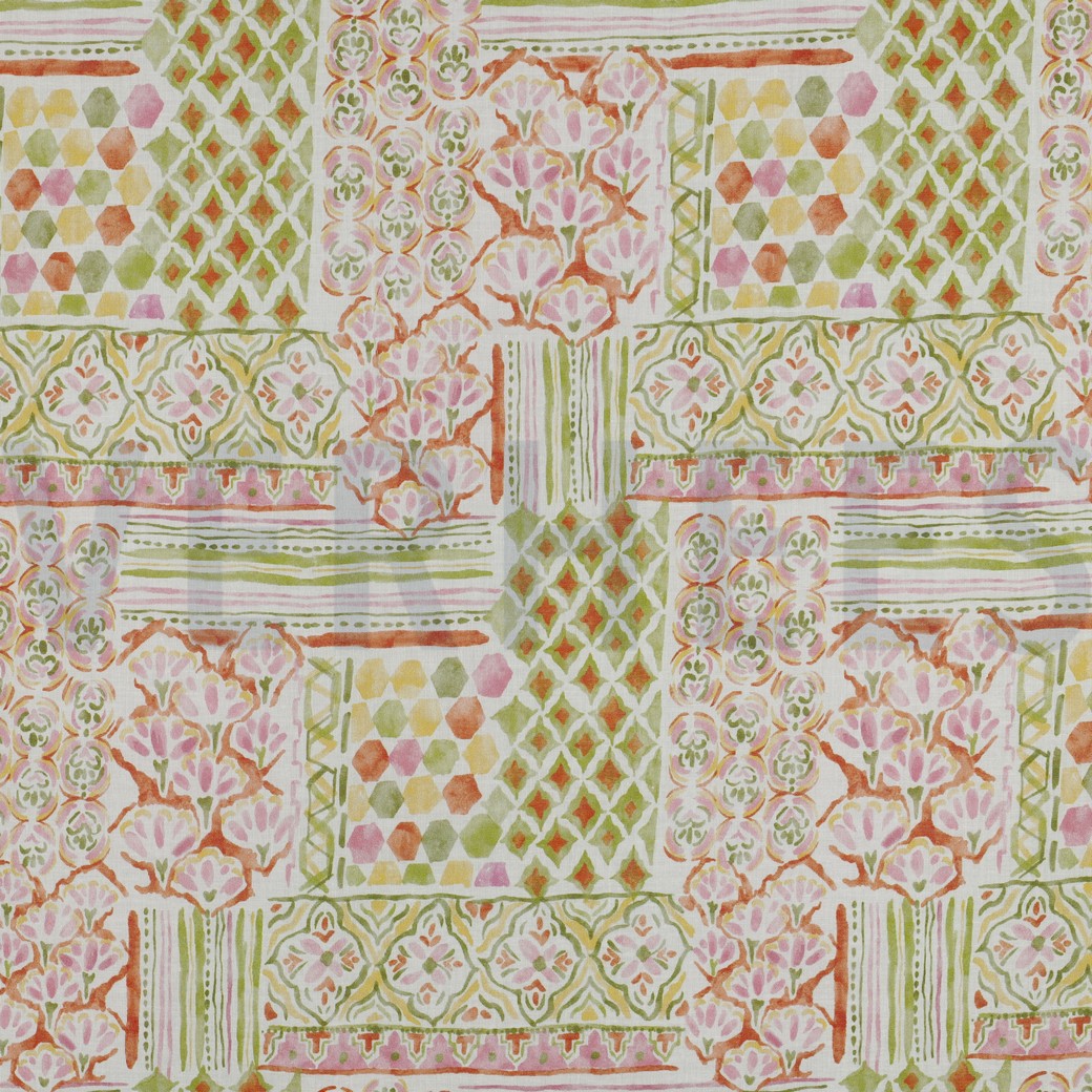 COTTON VOILE DIGITAL PATCHWORK GREEN