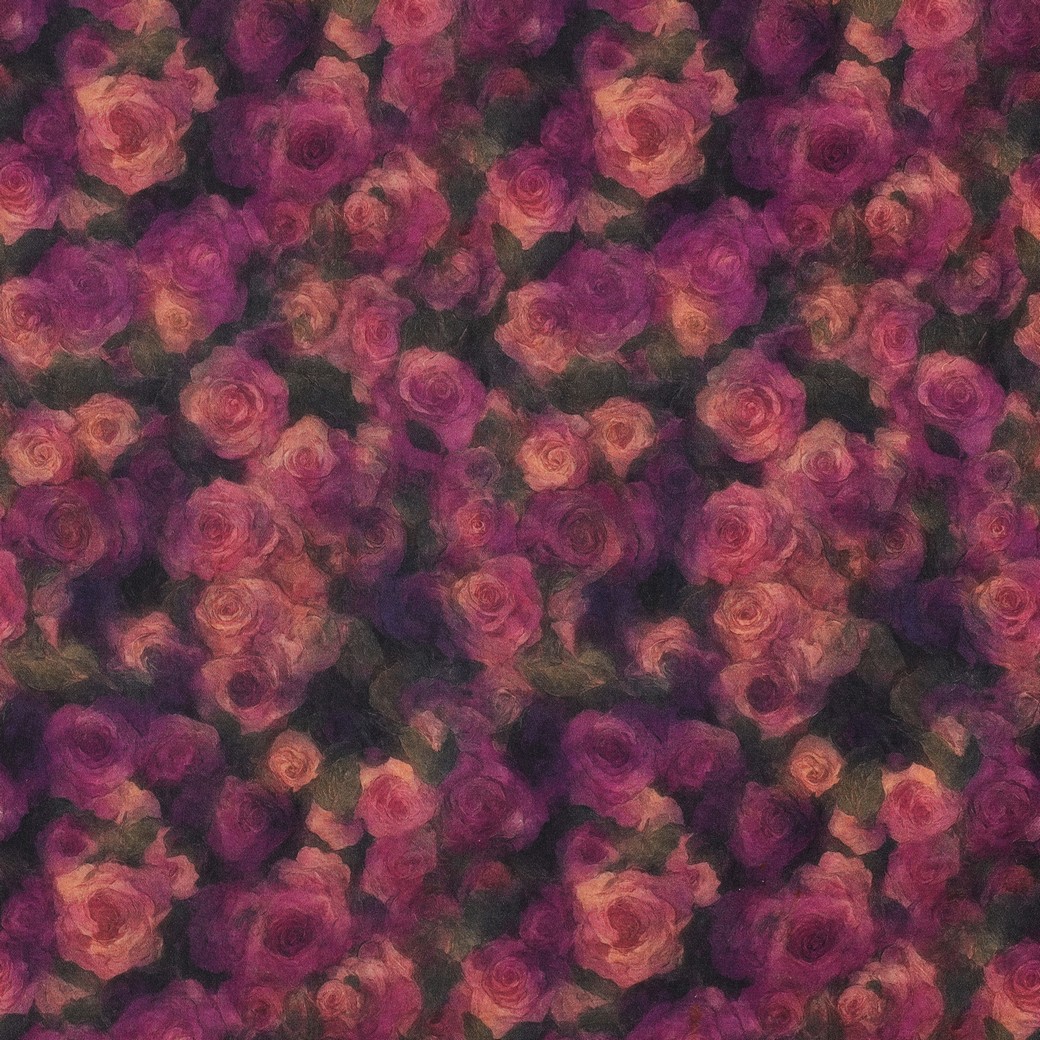 VISCOSE SATIN DIGITAL FLEURS VIOLET