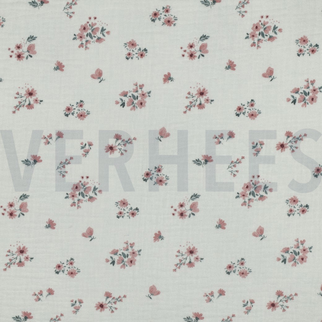 DOUBLE GAUZE GOTS DIGITAAL BLOEMEN ECRU