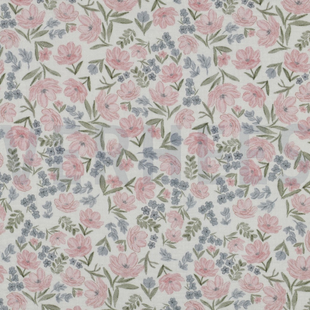 DOUBLE GAUZE GOTS DIGITAAL BLOEMEN ROZE
