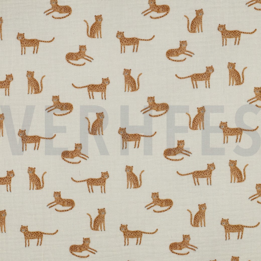 DOUBLE GAUZE DIGITAL LEOPARDS ECRU
