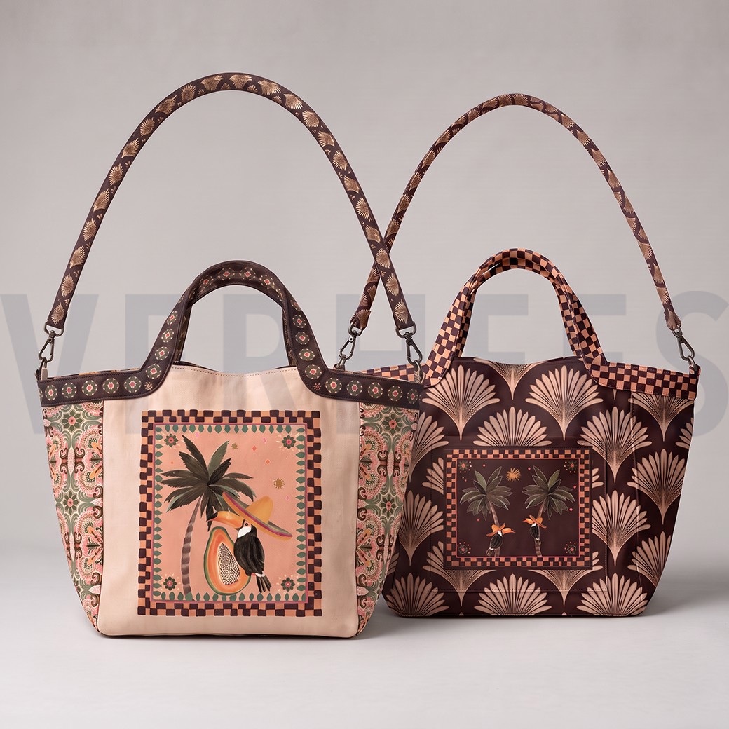 CANVAS DIGITAAL SHOPPER PANEEL TROPISCH FRUIT BRUIN #7
