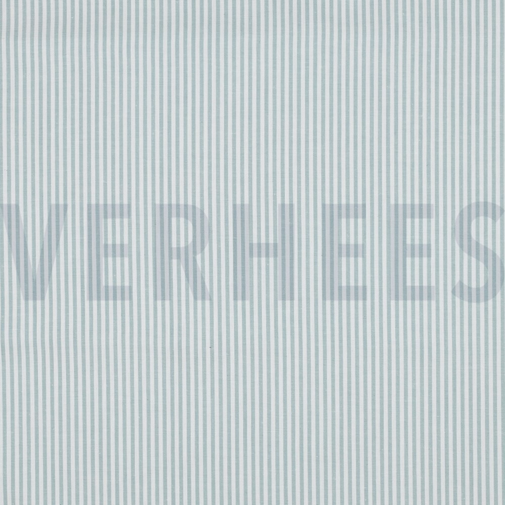 GARENGEVERFD POPLIN STREPEN 3MM TEAL