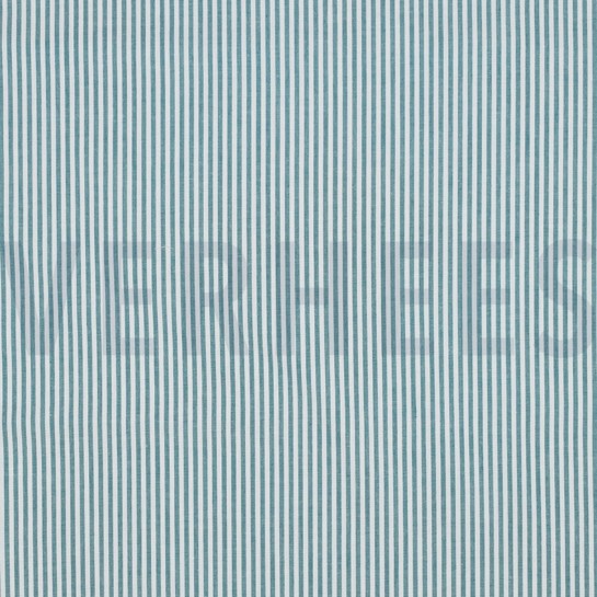 GARENGEVERFD POPLIN STREPEN 3MM PETROL #7