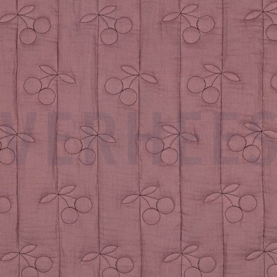DOUBLE GAUZE GEWATTEERD KERSEN MAUVE #7