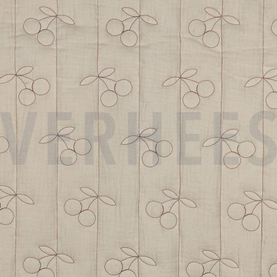 DOUBLE GAUZE GEWATTEERD KERSEN NATUREL #7