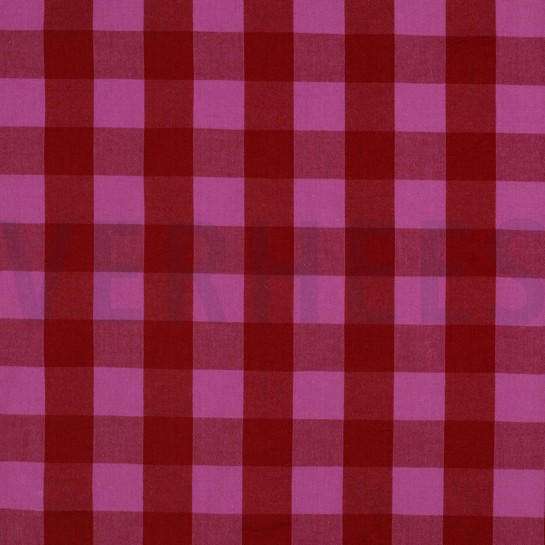 KATOEN GARENGEVERFD RUITEN ROOD/FUCHSIA #7