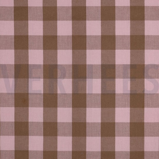 KATOEN GARENGEVERFD RUITEN LICHTROZE/BRUIN #7