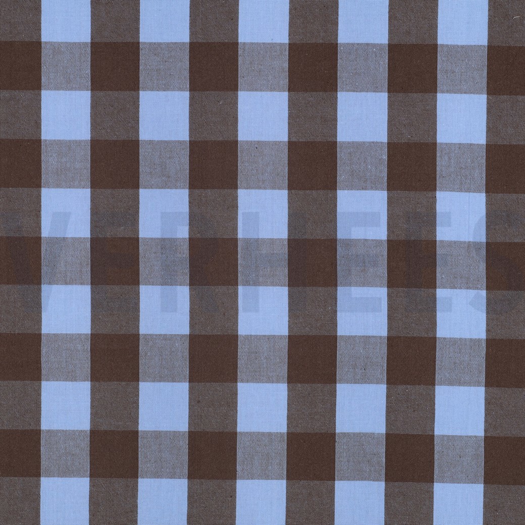 KATOEN GARENGEVERFD RUITEN BLAUW/BRUIN