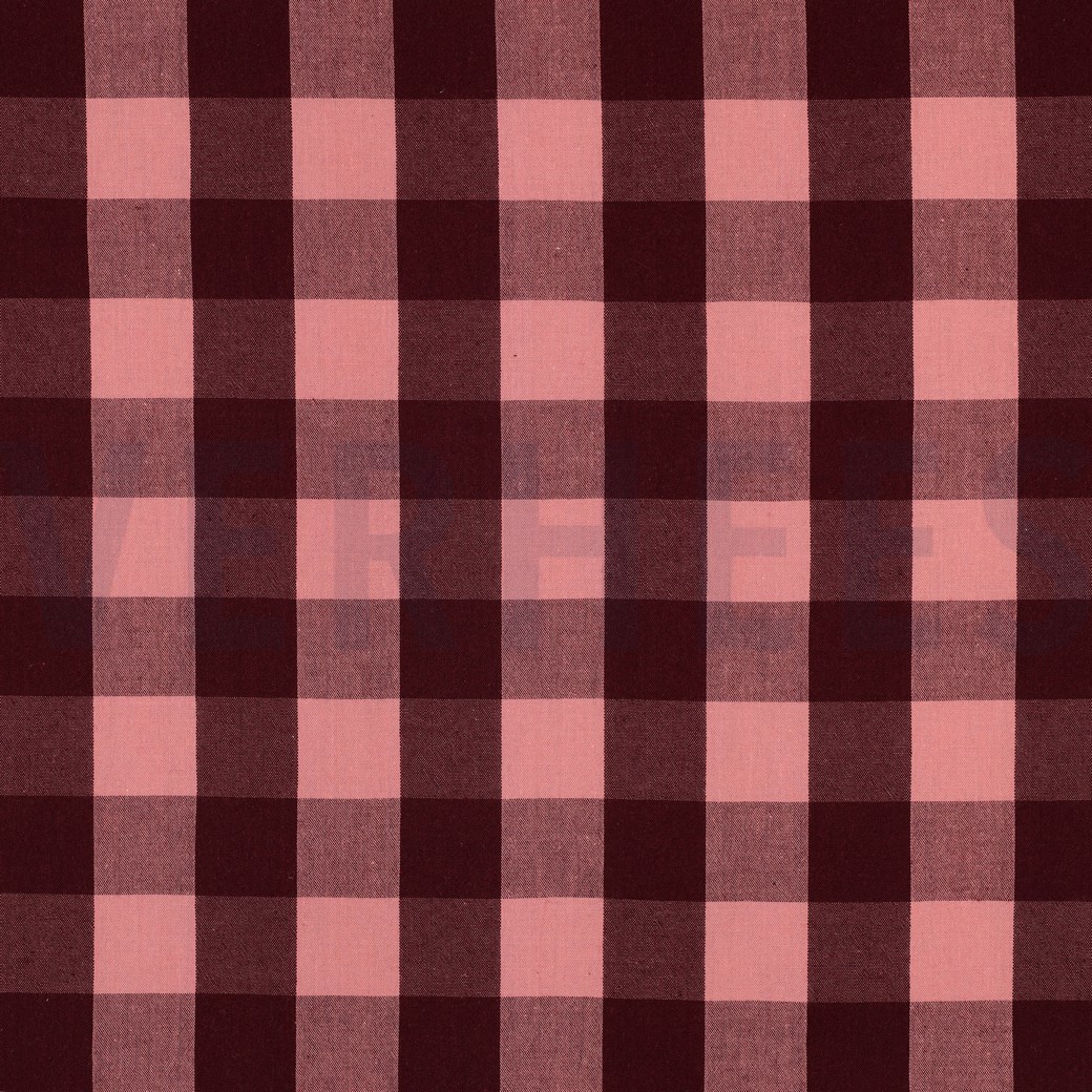 COTTON YARN DYED CHECKS AUBERGINE