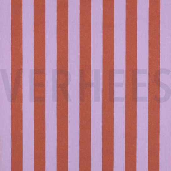 KATOEN GARENGEVERFD STREPEN LAVENDEL/ORANJE #7