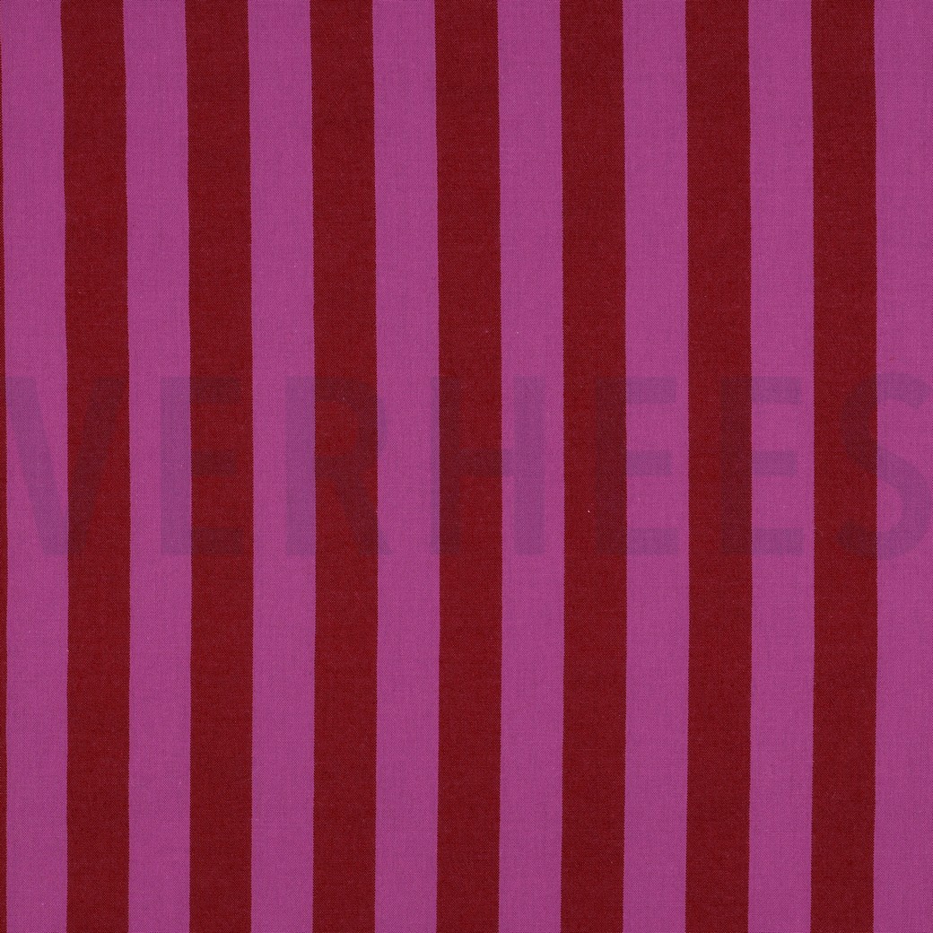 COTON TEINT FIL RAYURES ROUGE/FUCHSIA