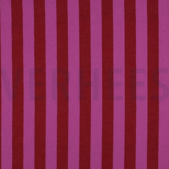 KATOEN GARENGEVERFD STREPEN ROOD/FUCHSIA #7