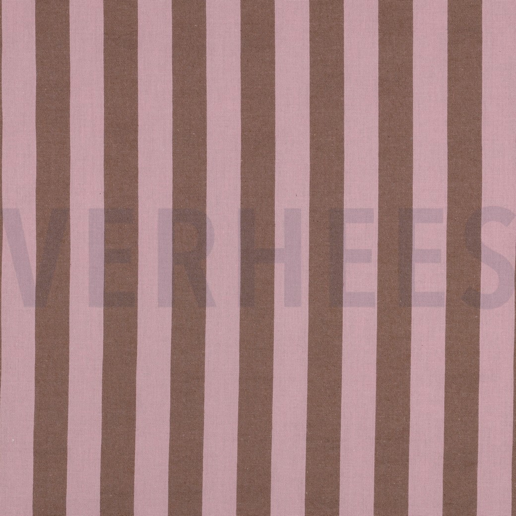 KATOEN GARENGEVERFD STREPEN LICHTROZE/BRUIN