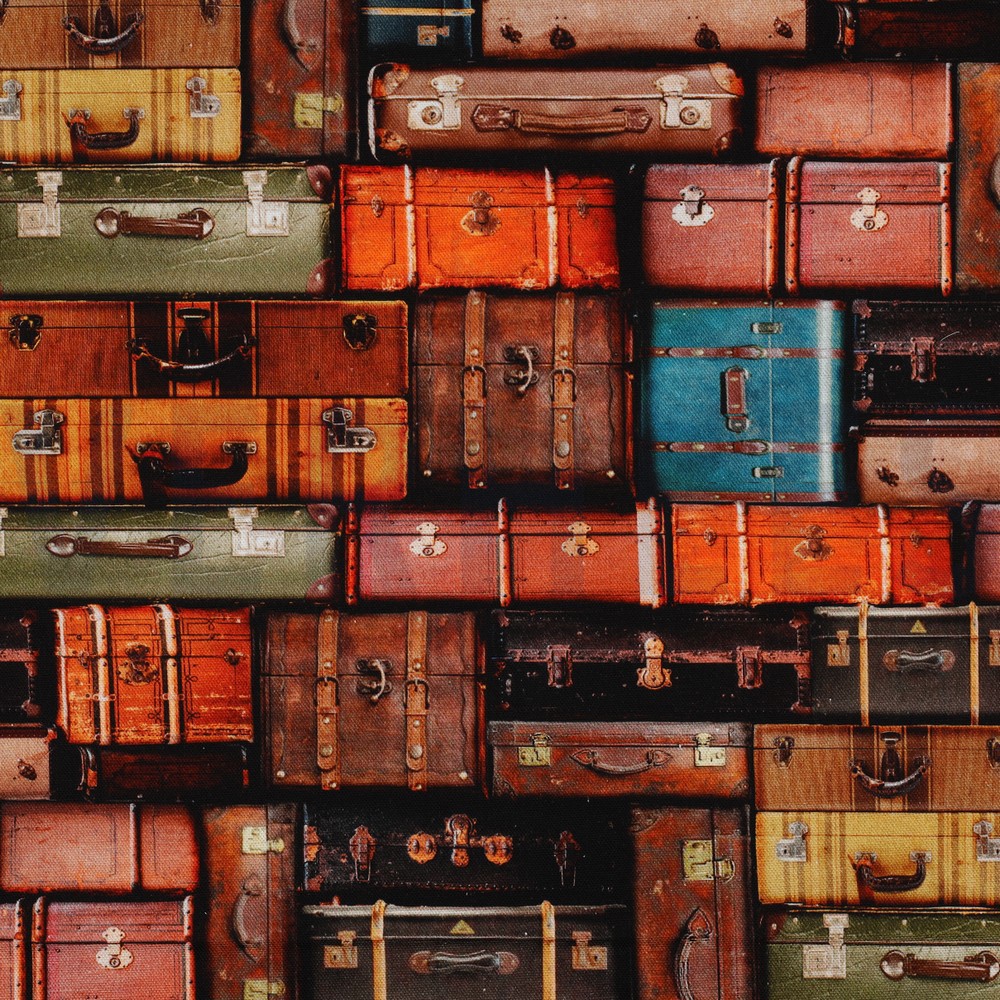 TOILE DÉCORATION DIGITAL VALISES ORANGE