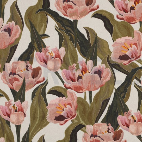 TOILE DÉCORATION FLEURS ÉCRU #7