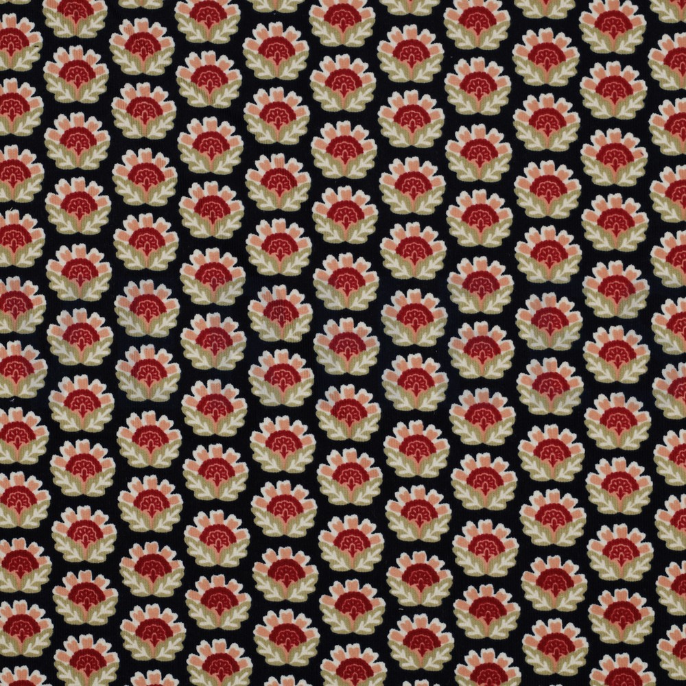 FEINCORD BLUMEN MARINEBLAU