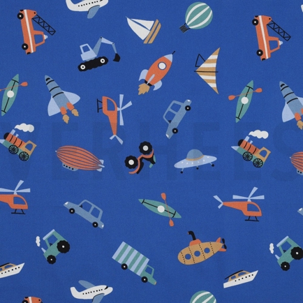 KATOENEN POPLIN VOERTUIGEN KOBALTBLAUW (hover)
