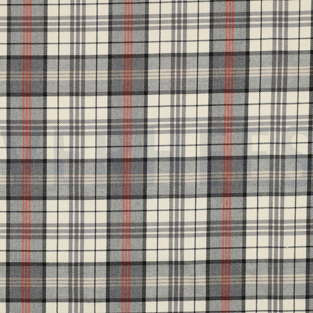 TARTAN CHECK ECRU/GREY/ORANGE