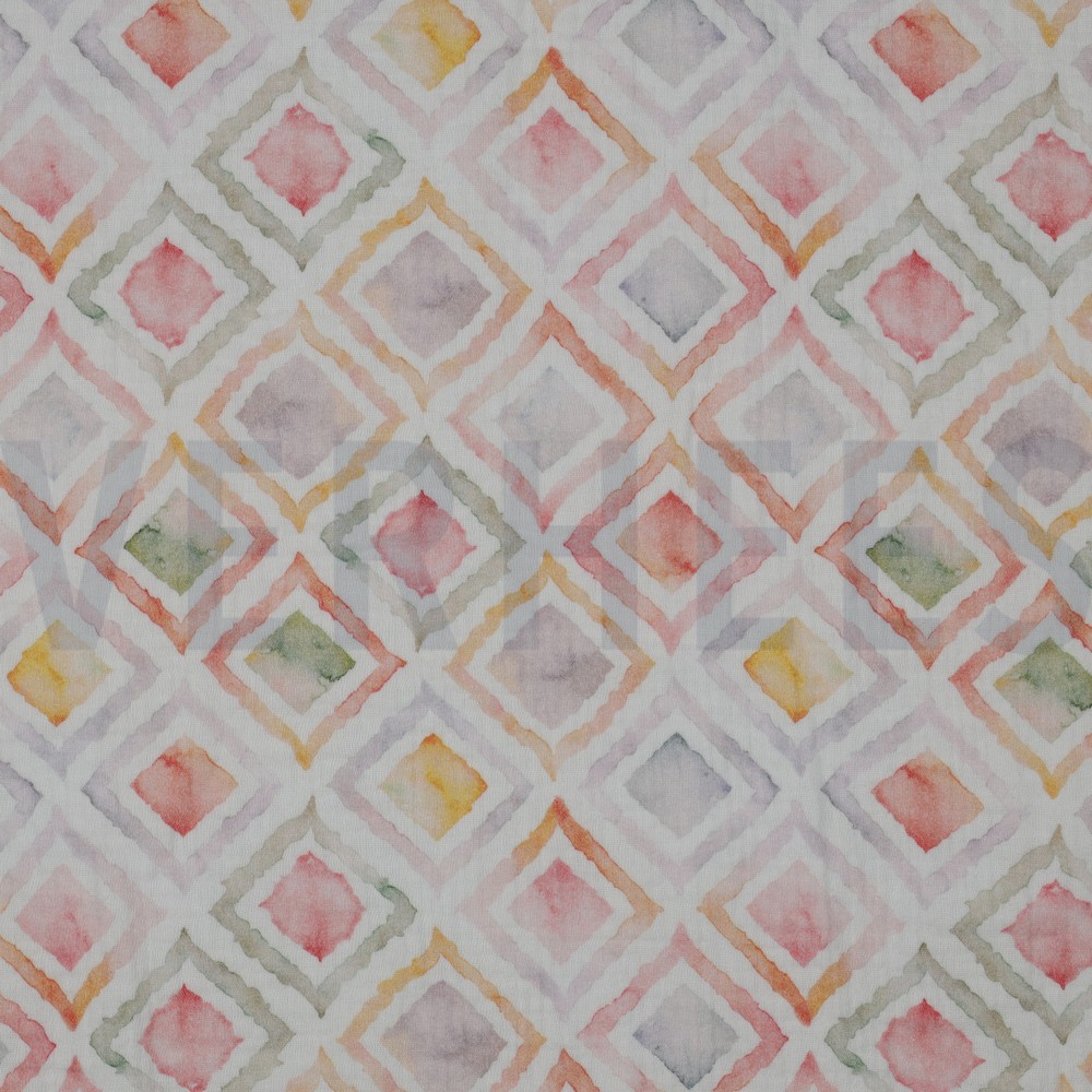 DOUBLE GAUZE DIGITAAL GEO WATERVERF MAUVE