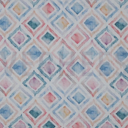 DOUBLE GAUZE DIGITAAL GEO WATERVERF BLAUW (hover)