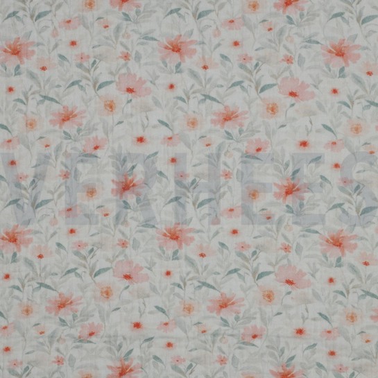 DOUBLE GAUZE DIGITAL FLOWERS WHITE #7