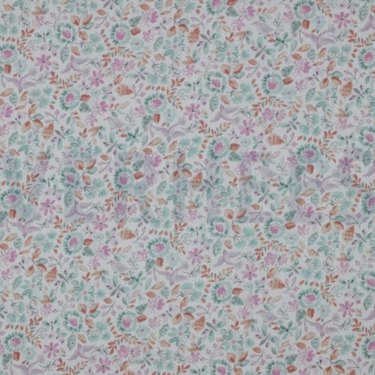 MUSSELIN GOTS DIGITAL BLUMEN PETROL #7