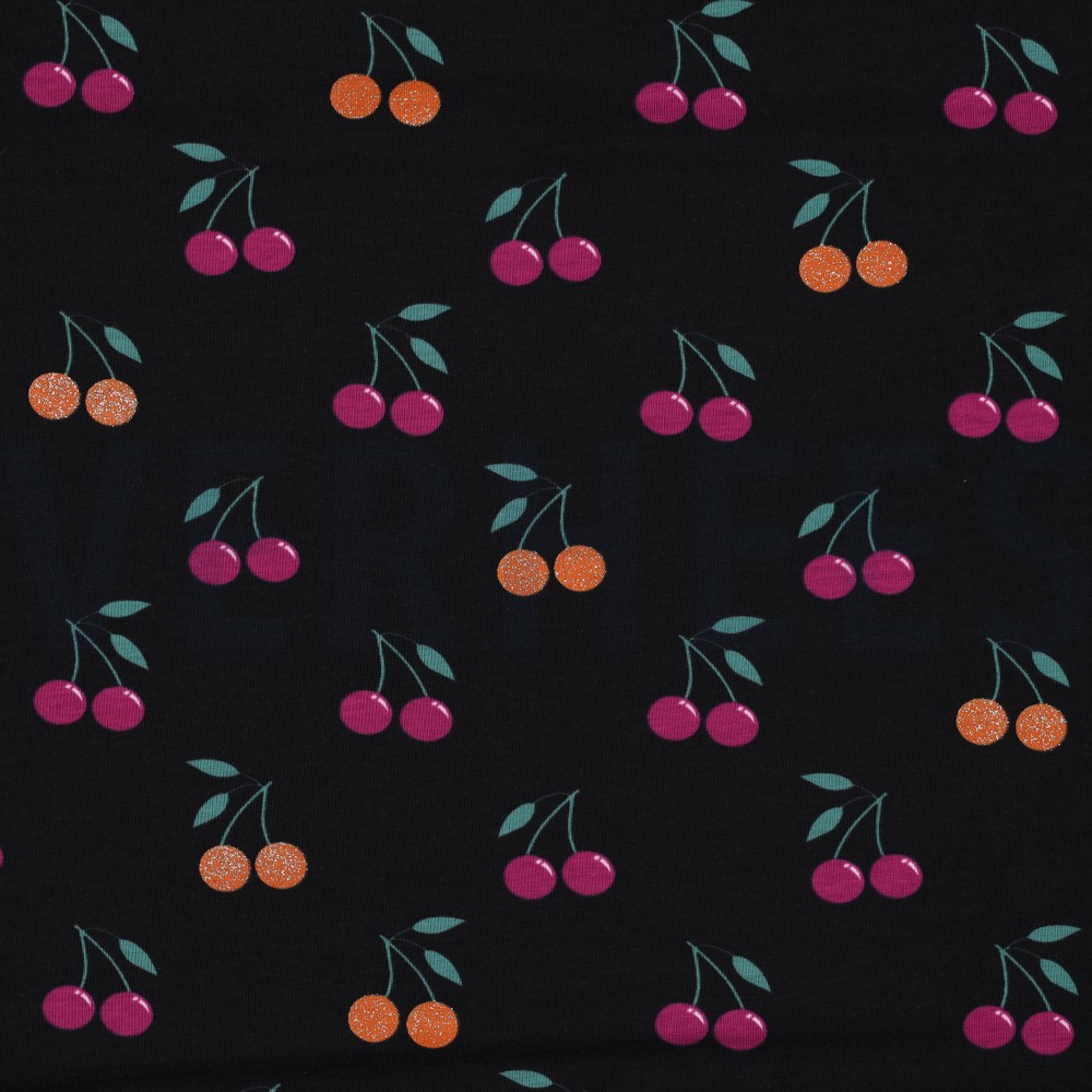 JERSEY GLITZER KIRSCHEN SCHWARZ