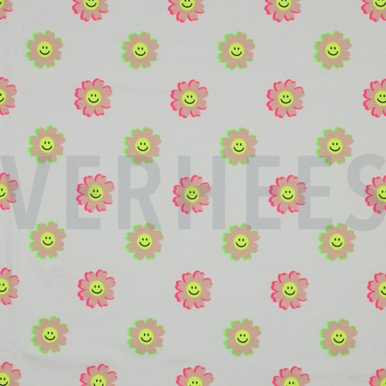 JERSEY NEON VROLIJKE BLOEMEN WIT (hover)