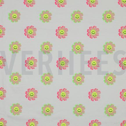 JERSEY NEON VROLIJKE BLOEMEN WIT (hover)