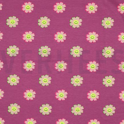 JERSEY NEON VROLIJKE BLOEMEN FUCHSIA (hover)