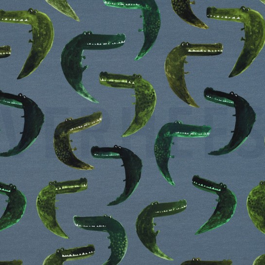 FRENCH TERRY DIGITAAL KROKODILLEN JEANSBLAUW #7