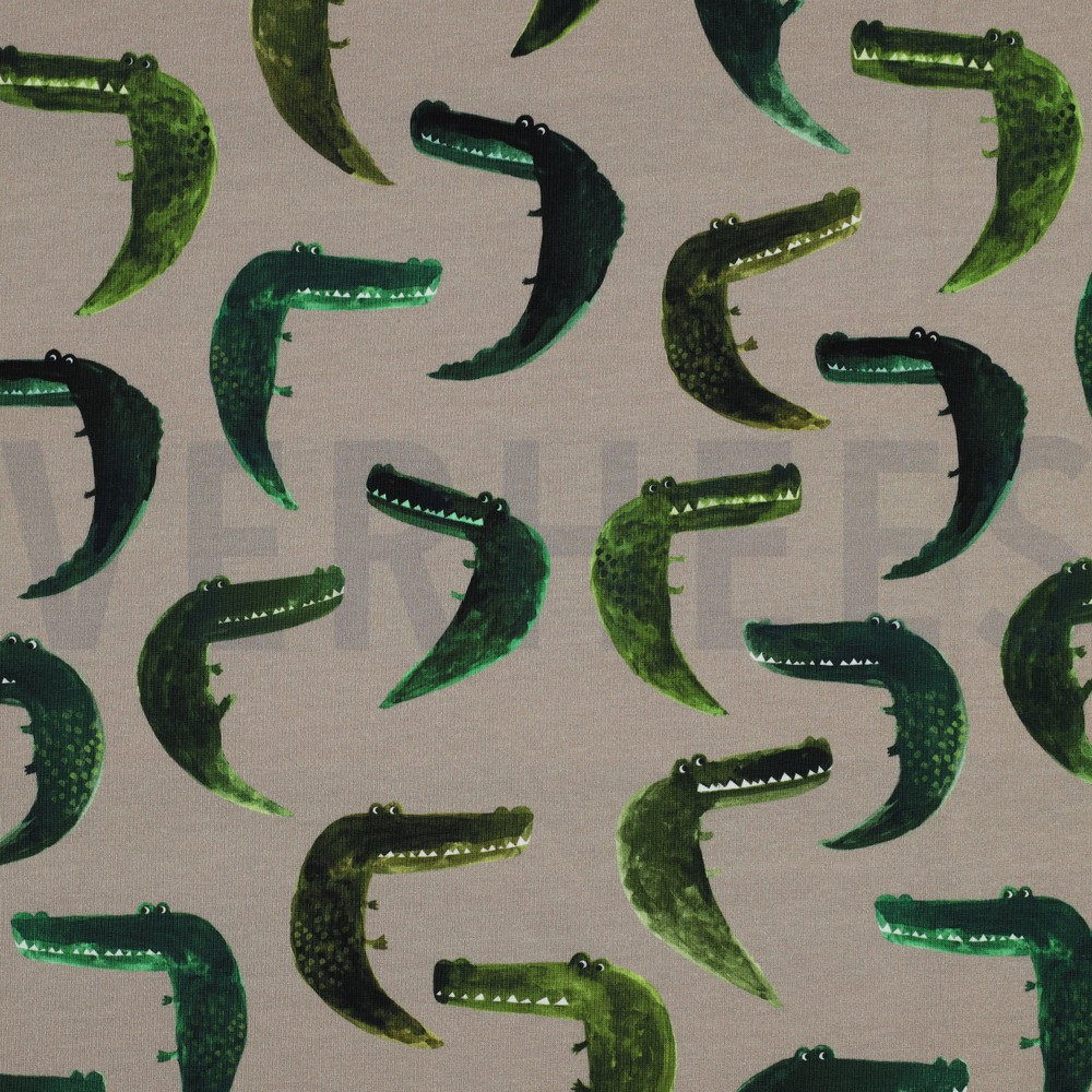 FRENCH TERRY DIGITAL CROCODILES TAUPE