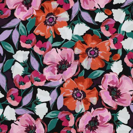 FRENCH TERRY DIGITAAL BLOEMEN ZWART (hover)
