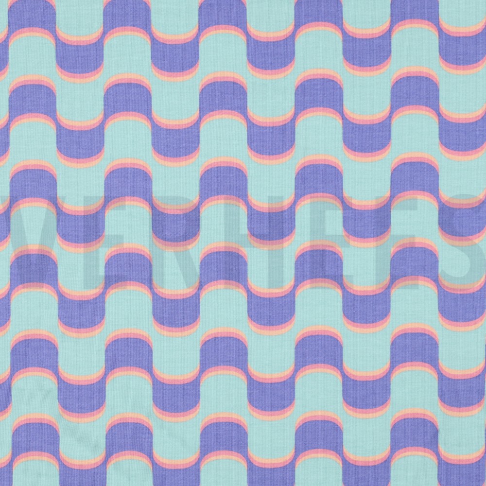 FRENCH TERRY ABSTRAKTE BLUMEN BLAU