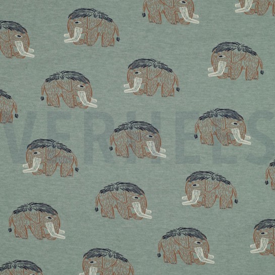 JERSEY MELANGE MAMMOETEN DONKER MINT GEMÊLEERD #7