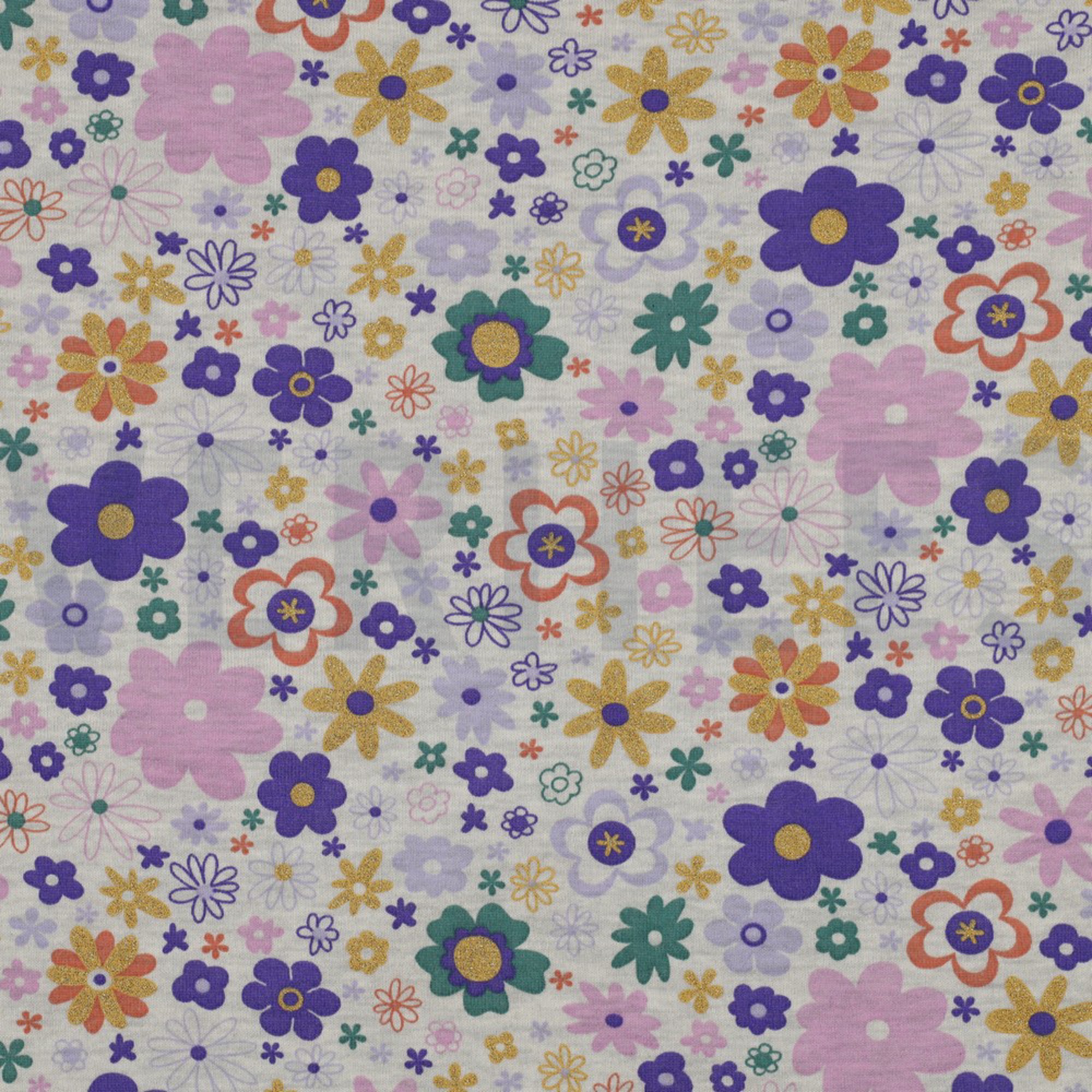 SWEAT MELANGE GLITTER FLOWERS ECRU MELANGE (high resolution)