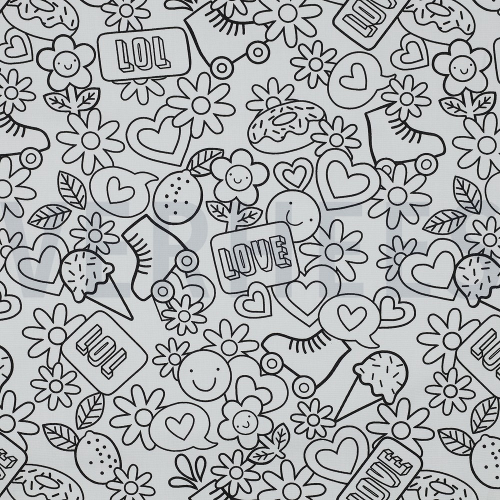 FINE POPLIN RETRO COLOURABLE BLACK/ WHITE